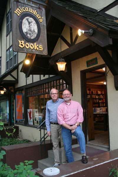 Micawber's Tom Bielenberg (left) stands with author William Kent Krueger at a recent author appearance at the store. 