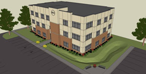 A drawing of the new building