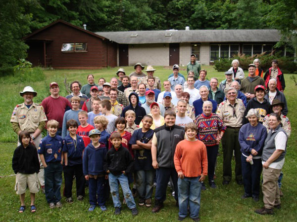 Scouts pose for a photo during Troop 17 90th anniversary celebration in June 2006 at Fred C. Andersen Scout Camp.